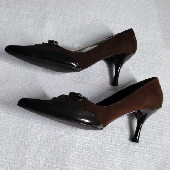 miss me NEW women shoes size 7 brown expresso Pointe Career Mid Heels Lace up. - Picture 1 of 16